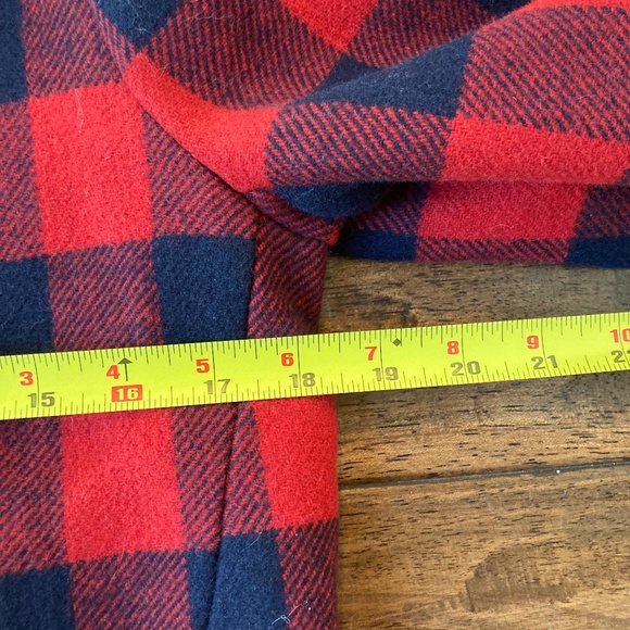 J. Crew sz 4 Wool Blend Red & Navy Buffalo Check Plaid Peacoat Winter Holiday - Picture 10 of 11